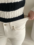 Berge semi straight fit banded cotton pants