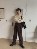 Lot cable button collar knit
