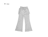 Wooeun Layered Bootcut Button Wrap Skirt Pants
