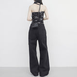 Robe wide damaged denim pants