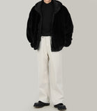 Hoodie silky fur jacket