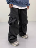 Unbalanced unisex cargo balloon pants