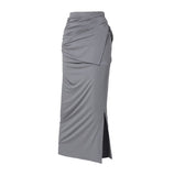 Layered Draped Jersey Maxi Skirt
