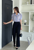 [Tie set] Sell See-through Collar Short Sleeve Blouse