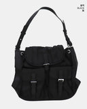 Monta Nylon Leather Buckle Combi Pocket Shoulder Bag