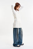 Morgan reverse pocket wide denim pants