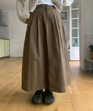 Ribam banding cotton pleats long skirt