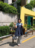 Yubun Denim Tiered Sleeveless Layered One Piece
