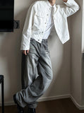 Vintage beige wide denim pants