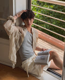 Crinkle Double Pocket Roll-up Check Shirt