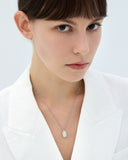 Essence Silver (W) Lab Diamond Double Room Pave Necklace
