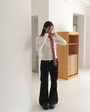 Riting Off Shoulder Ribbon String Angora Knit