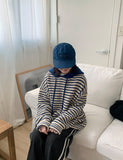 [unisex] Abit stripe over hood knit