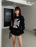 Coast Waffle Cross Lettering Long Sleeve