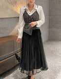 Nello Tweed Bustier Puff Blouse (Belt Set)