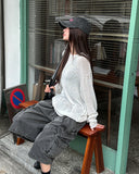 Drawn linen blend knitwear