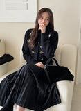 Roca Suede Pleated Banding Skirt