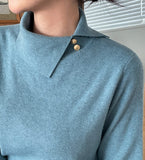 Lumen One-Shoulder Button Half Polar Knit