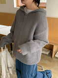 Opti Boucle Knit Hood Zip-up
