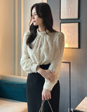 Rielson Tassel Jacquard Puff Shirring Blouse