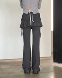 Pinshu Culotte Flared String Bootcut Skirt Pants