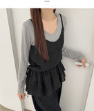 Layered Frill See-through Ribbon A-line Strap Sleeveless