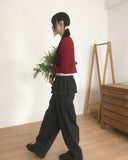 Chate Stripe Frill Layered Skirt Pants