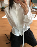Mirun Belt High-Neck Overfit Long-Sleeve Shirt