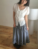 Leyou Frill Tiered Banding Long Skirt