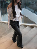 Kojin Studded Wrap Tie Off-Shoulder T-Shirt