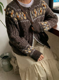 Yokun bokashi pom pom knit cardigan