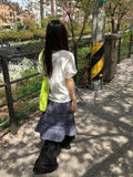 Burmil check midi banding skirt