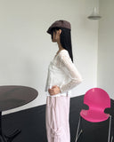 Nubin velvet ribbon sleeveless blouse