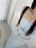 Denim slit long skirt