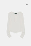 Vigo henley-neck ribbed see-through long sleeve