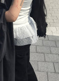 [Scarf set] Mellan Dot Muffler Frill T-shirt Set