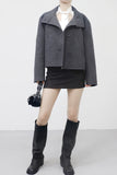 Mean high neck wool handmade short coat