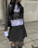 Litu Black Blue Pleats Skirt