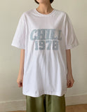 [unisex] Huen Embroidery Print Over Short Sleeve Tee