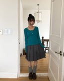 Lahae Pleated Check Midi Skirt