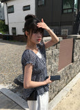 Epu Check Short Sleeve Seersucker Blouse