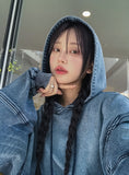 Gradation washing denim hoodie
