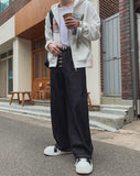 Look Fire Buckle Balloon Wide Denim Pants