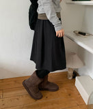 Hilton Peach Fuzz Pleated Banding Midi Skirt