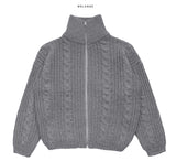 Foren cable zip-up cardigan knit