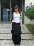 Ponce Dot Wrap Skirt Layered Pants Set