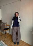 [BAONHAUS] Crein Stripe Color Matching Layered Long Sleeve Tee