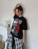 Land semi-crop over short sleeves