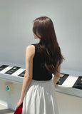 Marine Lip Neck Ribbed Knit Sleeveless