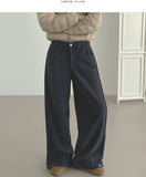 Brushed Corduroy Hem Snap Cut Pin Tuck Adjust Wide Balloon Pants